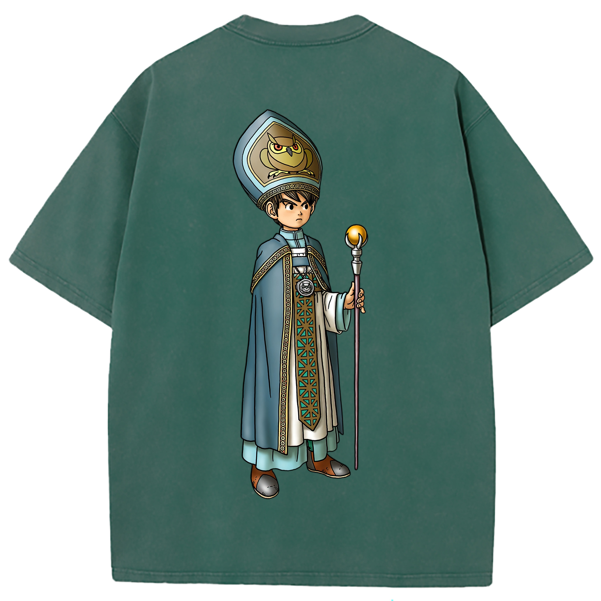 （画像用） ドラゴンクエスト Doragon Kuesuto Dragon Quest 綿100% ヴィンテージ風 半袖Tシャツ（背面プリント）
